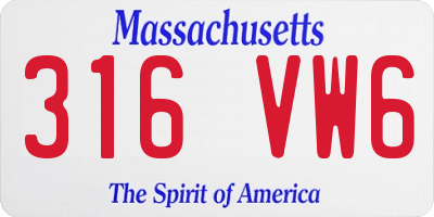 MA license plate 316VW6