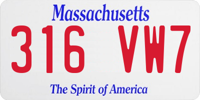 MA license plate 316VW7