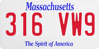 MA license plate 316VW9