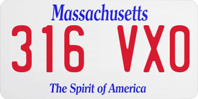 MA license plate 316VX0