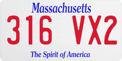 MA license plate 316VX2