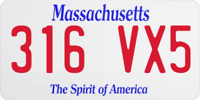 MA license plate 316VX5