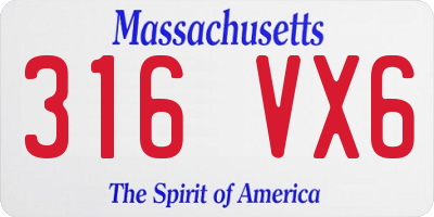 MA license plate 316VX6
