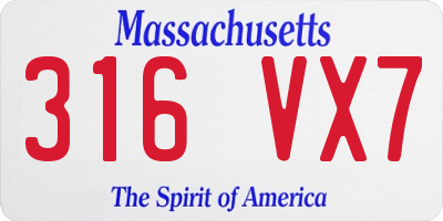 MA license plate 316VX7