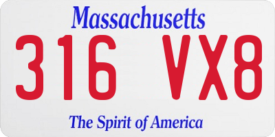 MA license plate 316VX8