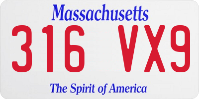 MA license plate 316VX9