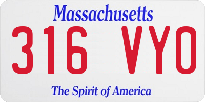 MA license plate 316VY0