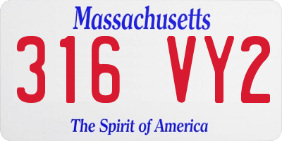 MA license plate 316VY2