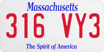 MA license plate 316VY3