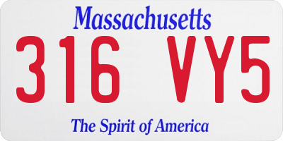 MA license plate 316VY5