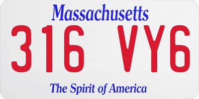 MA license plate 316VY6