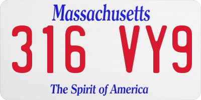 MA license plate 316VY9