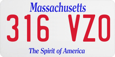 MA license plate 316VZ0