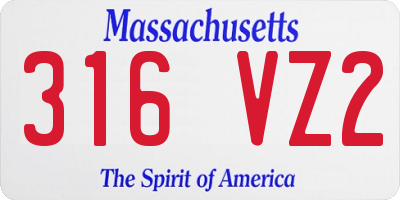 MA license plate 316VZ2