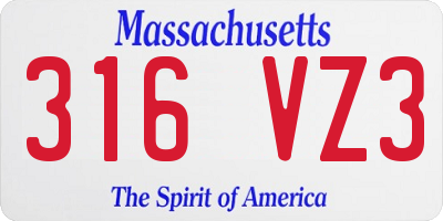 MA license plate 316VZ3