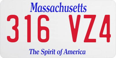 MA license plate 316VZ4