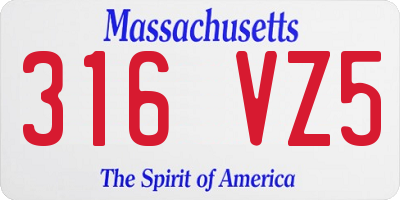 MA license plate 316VZ5