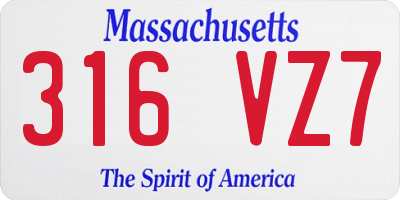 MA license plate 316VZ7