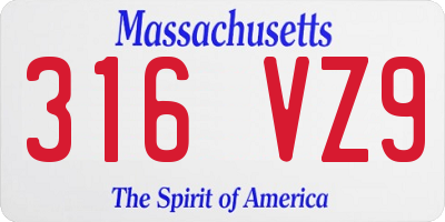 MA license plate 316VZ9