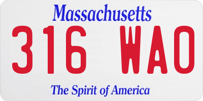 MA license plate 316WA0