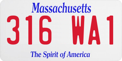 MA license plate 316WA1