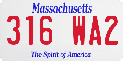 MA license plate 316WA2