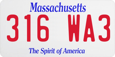 MA license plate 316WA3