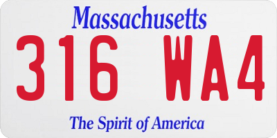 MA license plate 316WA4