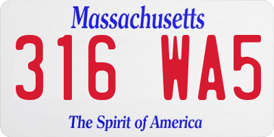 MA license plate 316WA5