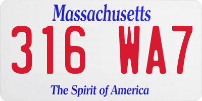 MA license plate 316WA7