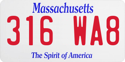 MA license plate 316WA8