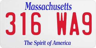 MA license plate 316WA9
