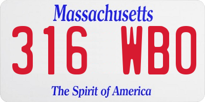 MA license plate 316WB0