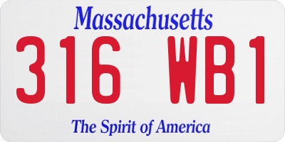 MA license plate 316WB1