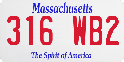 MA license plate 316WB2