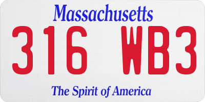 MA license plate 316WB3