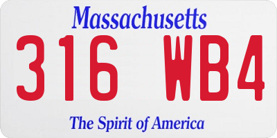MA license plate 316WB4