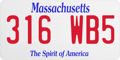 MA license plate 316WB5