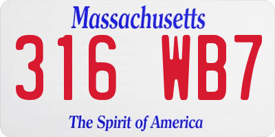 MA license plate 316WB7