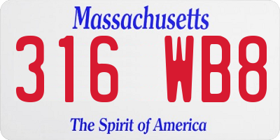 MA license plate 316WB8