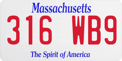 MA license plate 316WB9