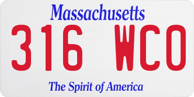 MA license plate 316WC0