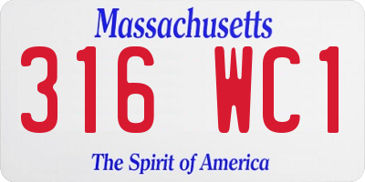 MA license plate 316WC1