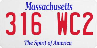 MA license plate 316WC2