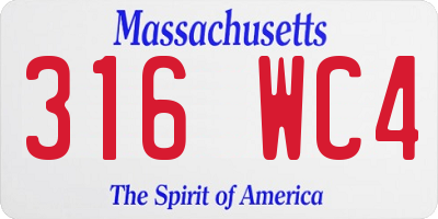 MA license plate 316WC4