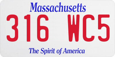 MA license plate 316WC5