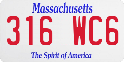 MA license plate 316WC6