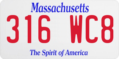 MA license plate 316WC8