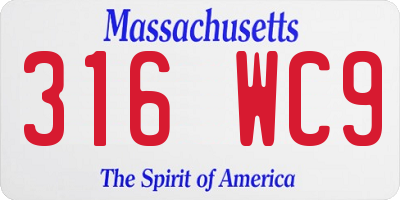 MA license plate 316WC9