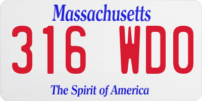 MA license plate 316WD0